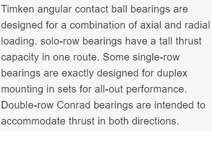 TIMKEN ANGULAR CONTACT BALL BEARINGS