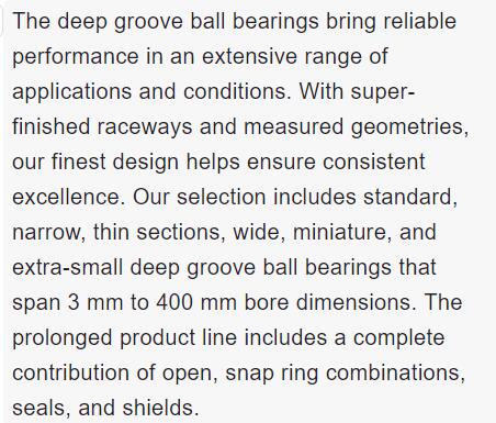 Deep groove ball bearings